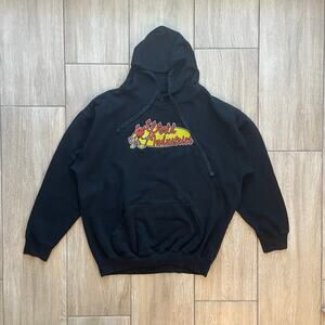 World Industries Hoodie Men Large Black Flame Boy Devil Skateboard Graphic Retro